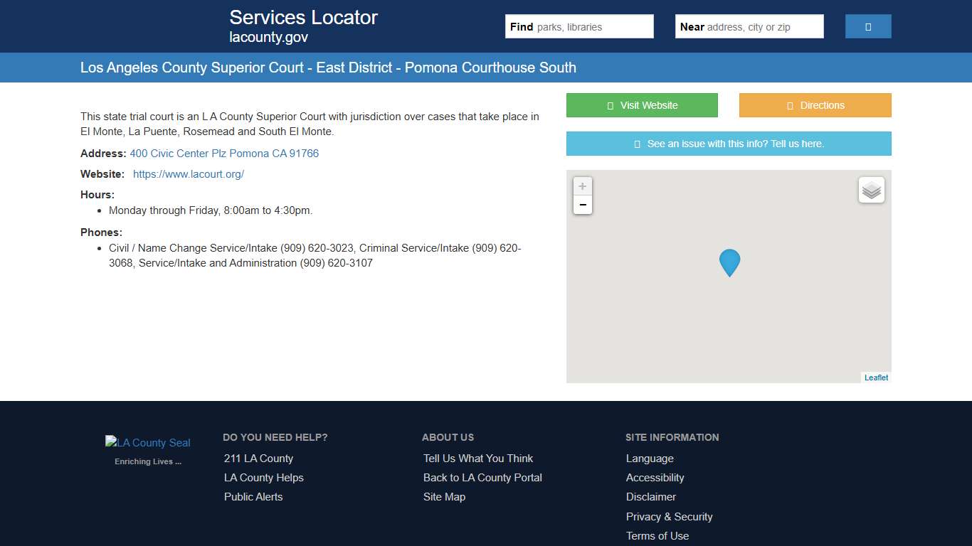 Los Angeles County Superior Court - East District - Pomona Courthouse South